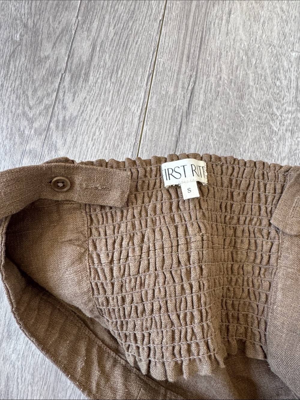 First Rite Lia & Amar 100% Linen Matching Set Brown Tank Top Skirt Size S - Picture 5 of 9